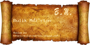 Bulik Márton névjegykártya